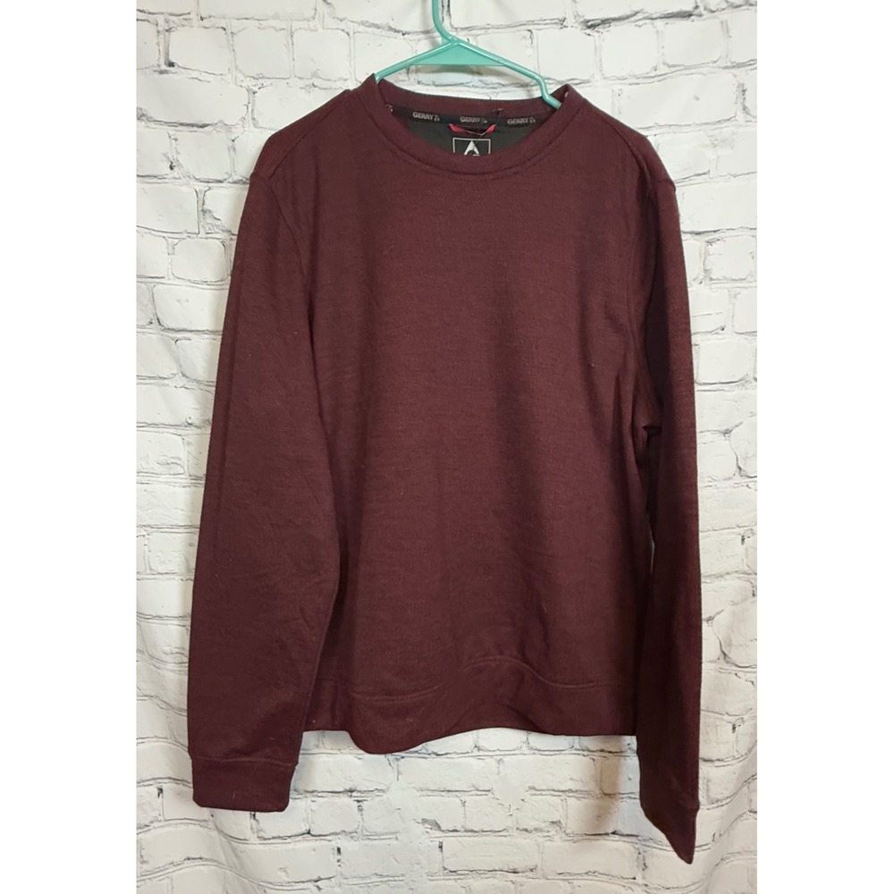 Gerry Men's Burgundy Textured Crewneck‎ Long Sleeve Sweatshirt Size Large